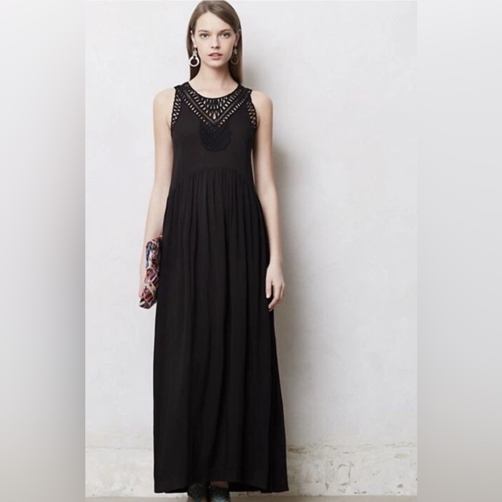 Anthropologie Elegant Black Sleeveless Maxi Dress